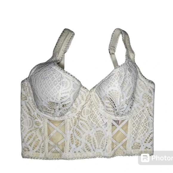 Victoria's Secret Dream Angels Cream Colored Balconnet Boned Corset Bra, 32D - Picture 1 of 8